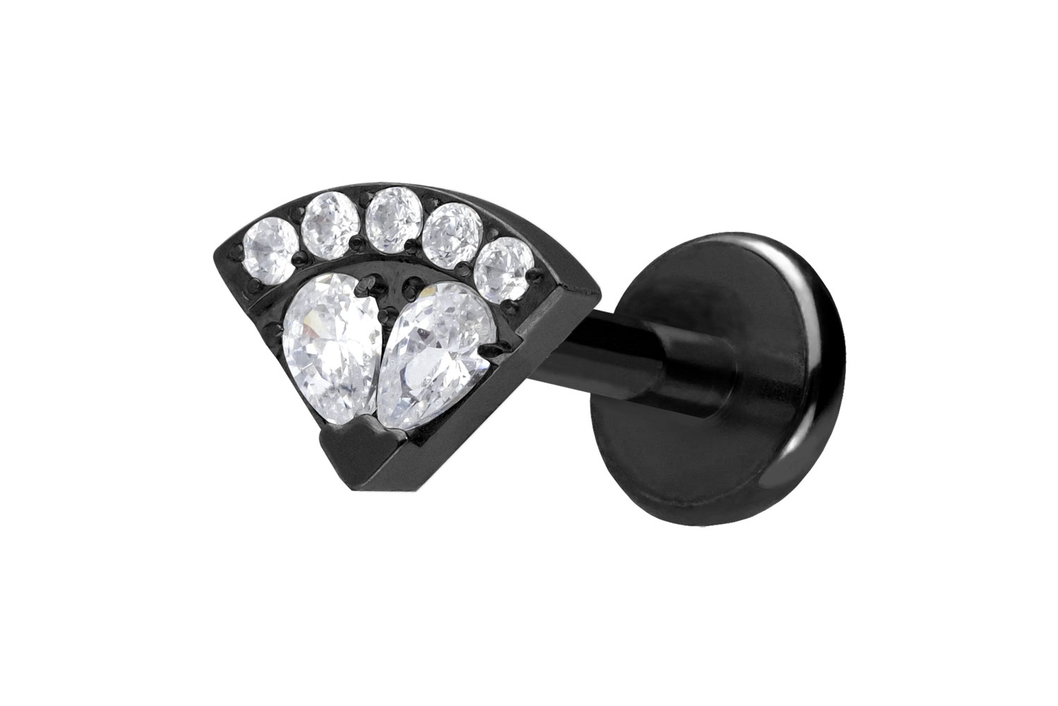 Titan Labret Piercing mit Push Fit KRISTALLFÄCHER